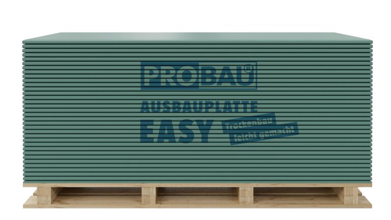 Grüne Trockenbauplatten gestapelt Palette